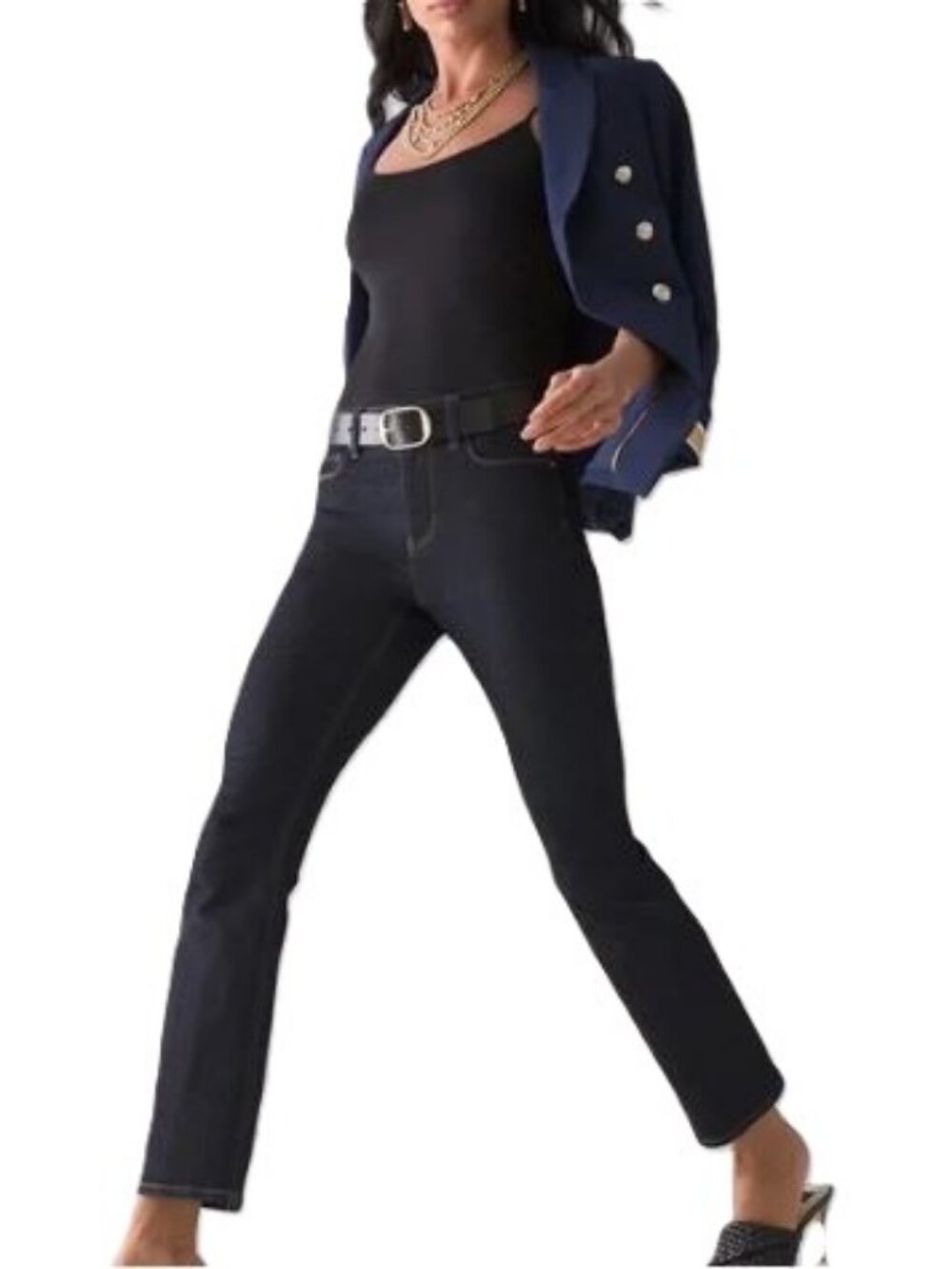 WHBM Size 4 High-Rise Sculpt Boot Crop Jeans Dark Wash